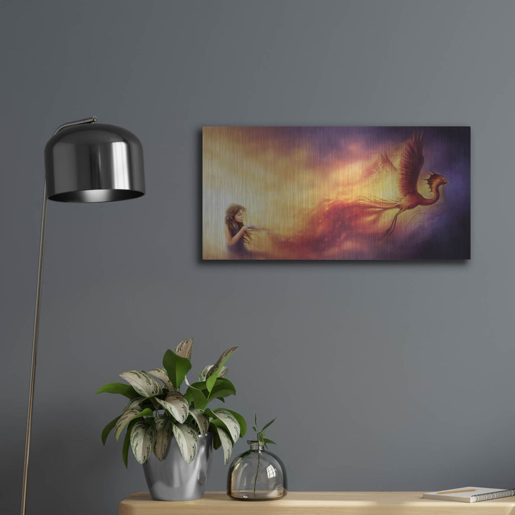 Luxe Metal Art 'Out of the Ashes' by JoJoesArt, Metal Wall Art,24x12