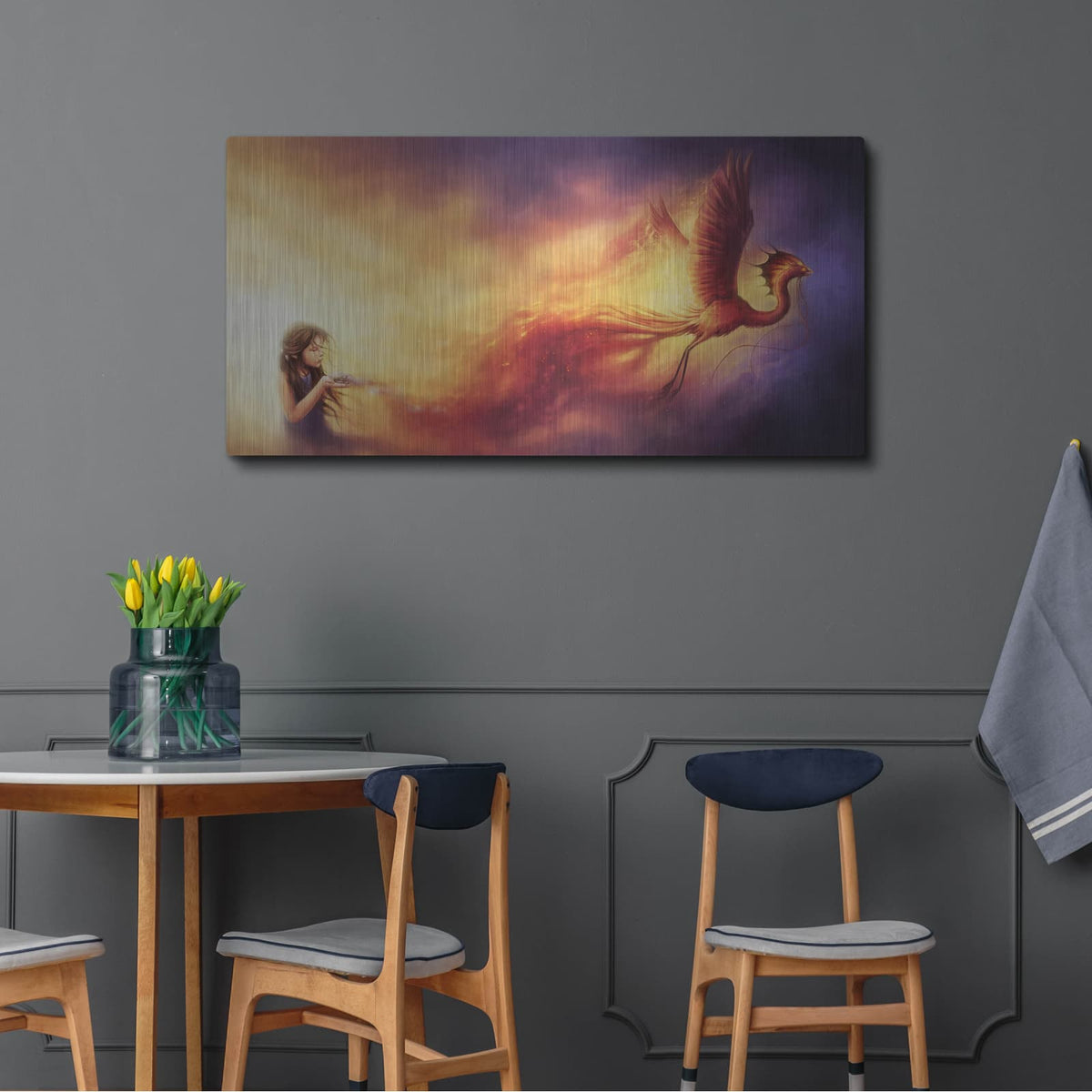 'Out of the Ashes' by JoJoes Art – Metal Wall Art, 48x24 room view