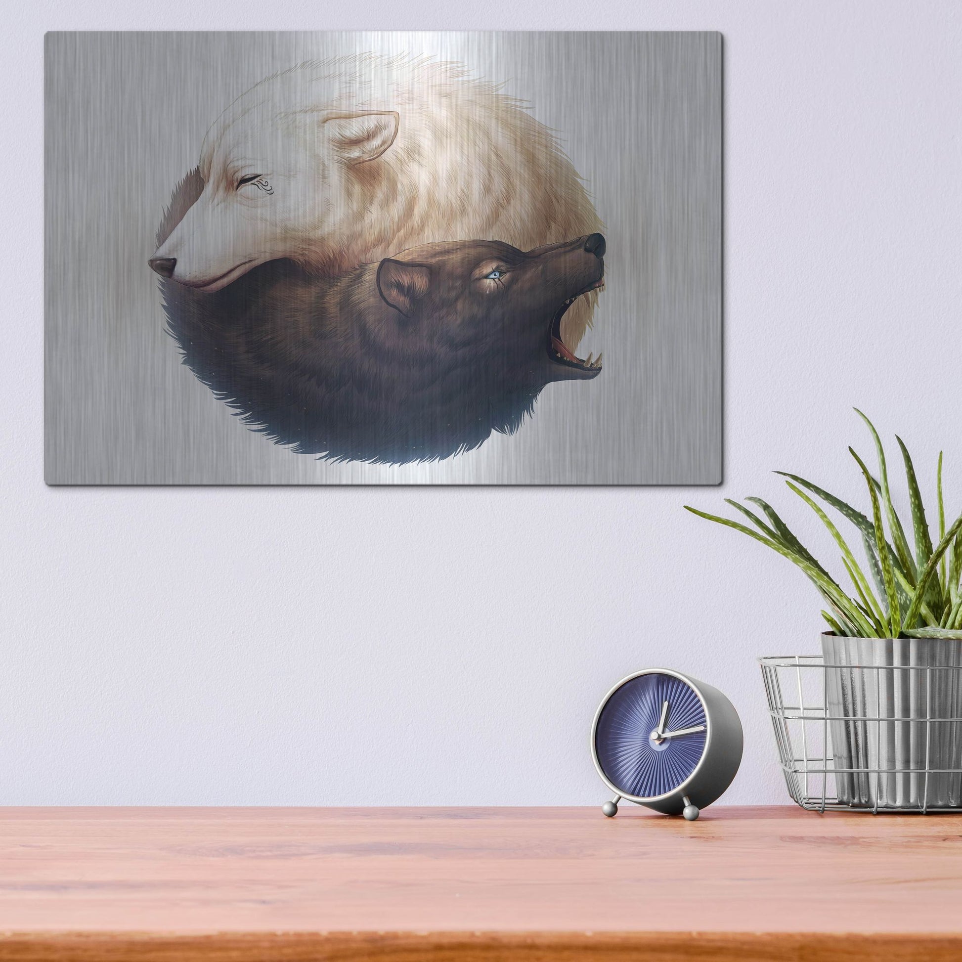 Luxe Metal Art 'Yin and Yang' by JoJoesArt, Metal Wall Art,16x12