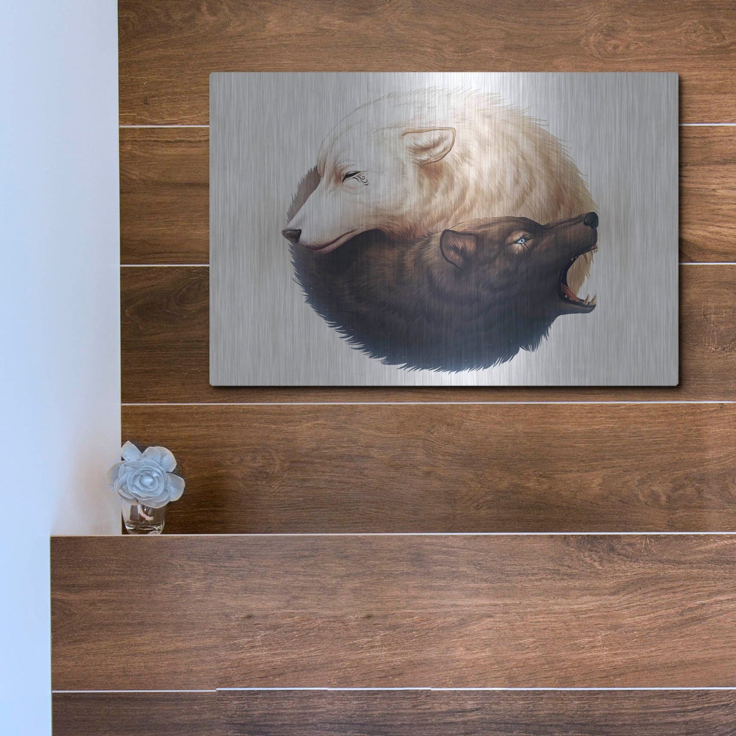 Luxe Metal Art 'Yin and Yang' by JoJoesArt, Metal Wall Art,16x12