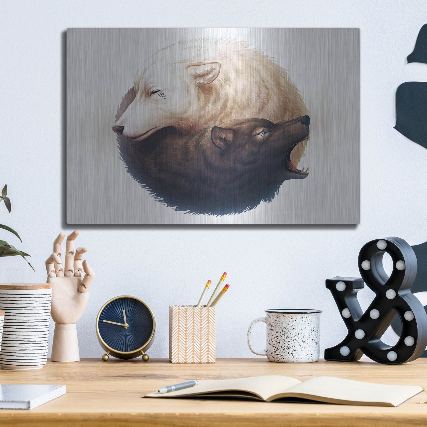 Luxe Metal Art 'Yin and Yang' by JoJoesArt, Metal Wall Art,16x12