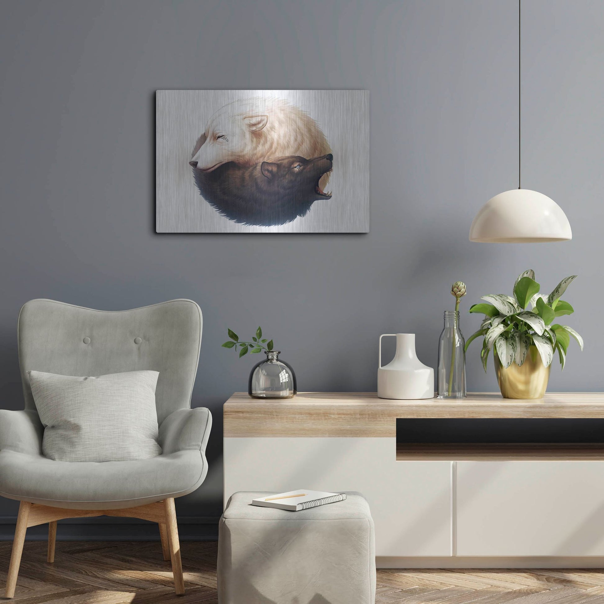 Luxe Metal Art 'Yin and Yang' by JoJoesArt, Metal Wall Art,24x16