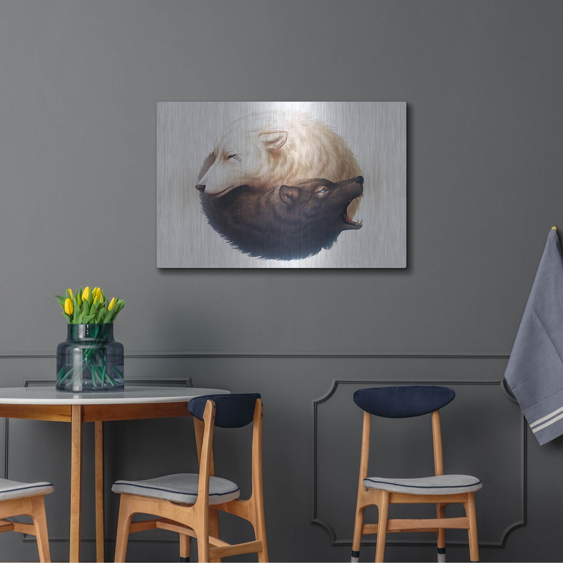 Luxe Metal Art 'Yin and Yang' by JoJoesArt, Metal Wall Art,36x24