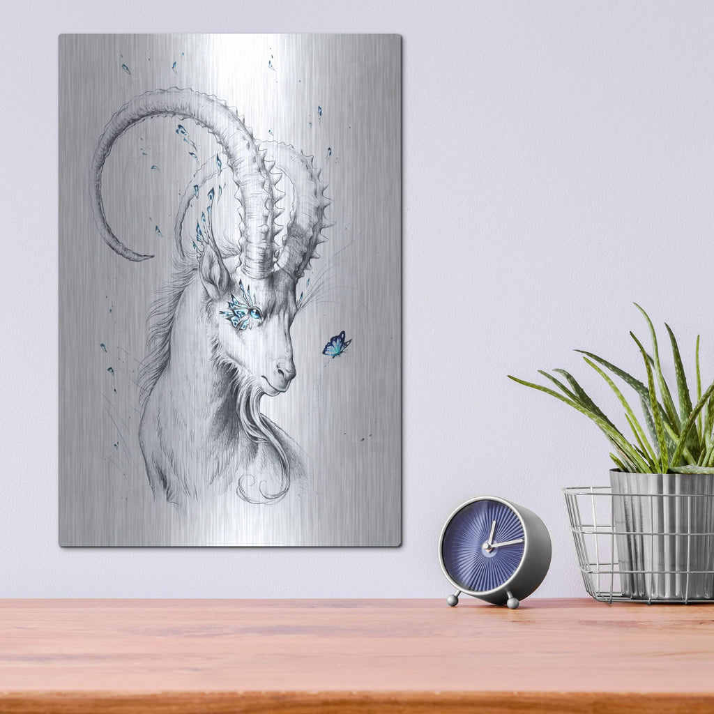 Luxe Metal Art 'Capricorn' by JoJoesArt, Metal Wall Art,12x16