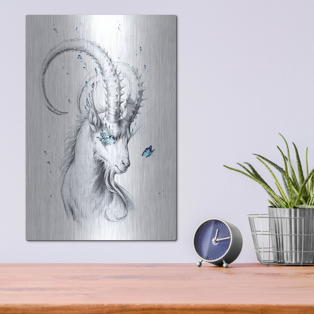 Luxe Metal Art 'Capricorn' by JoJoesArt, Metal Wall Art,12x16