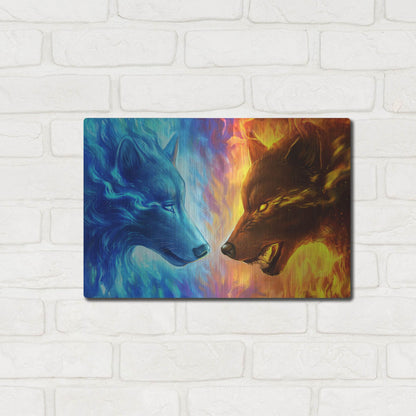 Luxe Metal Art 'Fire and Ice' by JoJoesArt, Metal Wall Art,16x12