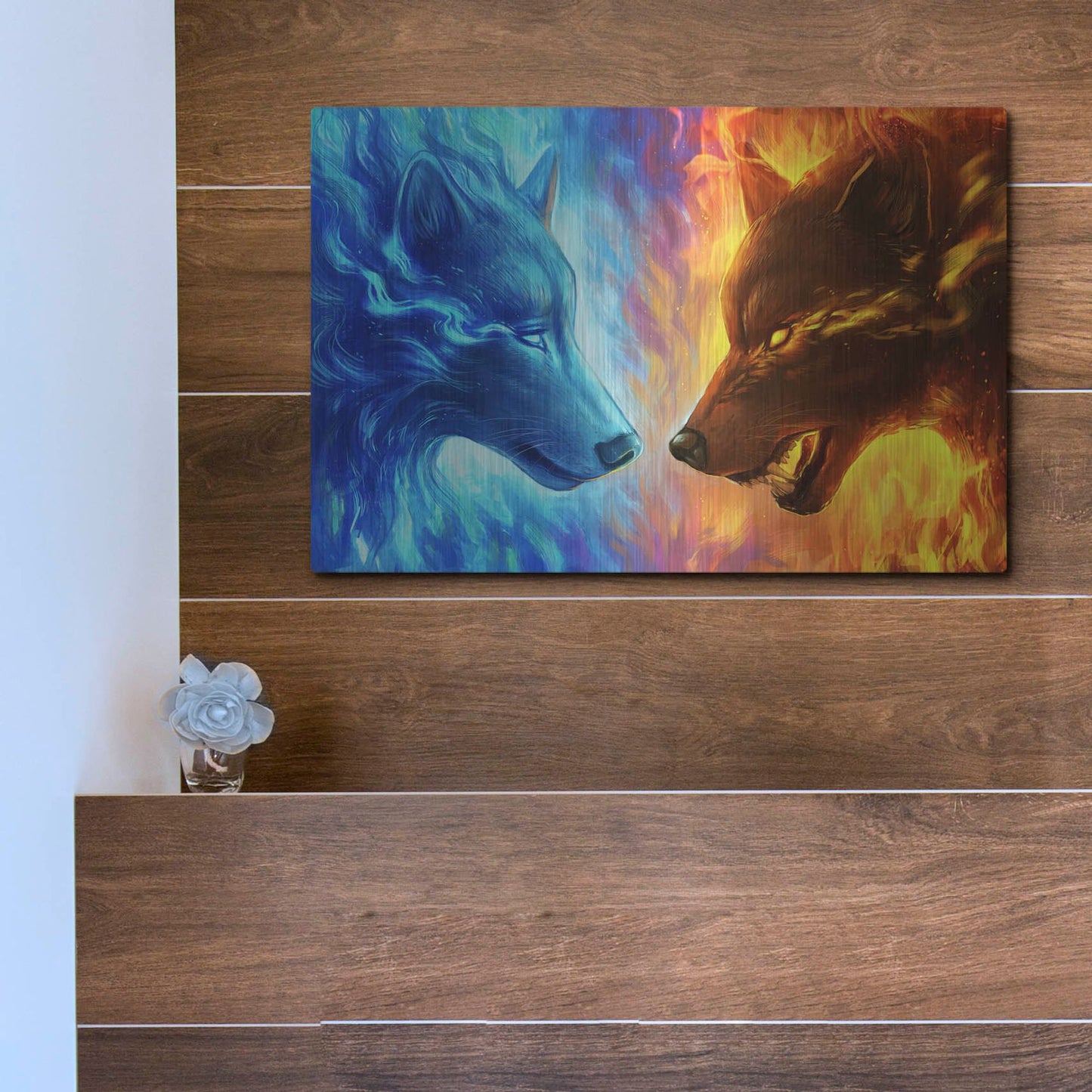 Luxe Metal Art 'Fire and Ice' by JoJoesArt, Metal Wall Art,16x12