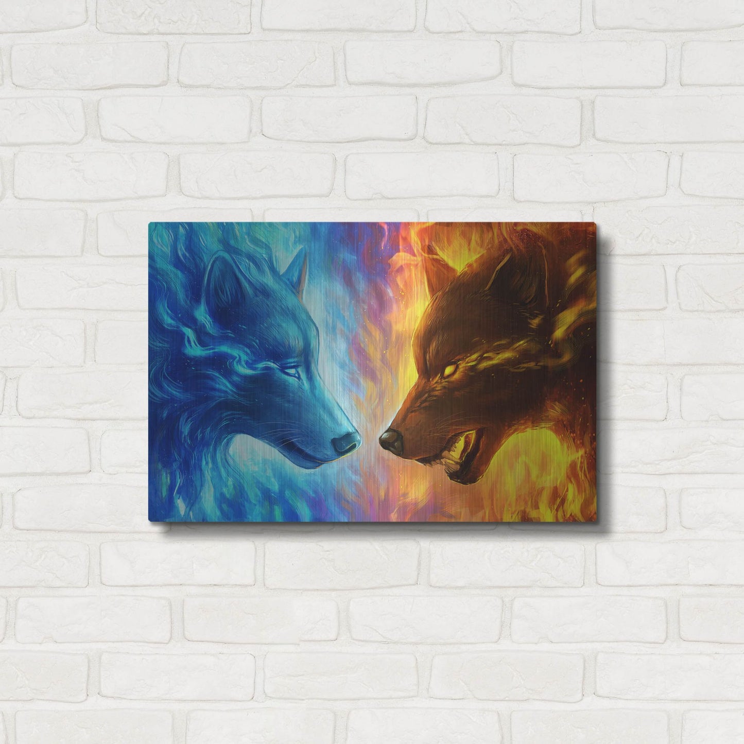 Luxe Metal Art 'Fire and Ice' by JoJoesArt, Metal Wall Art,24x16