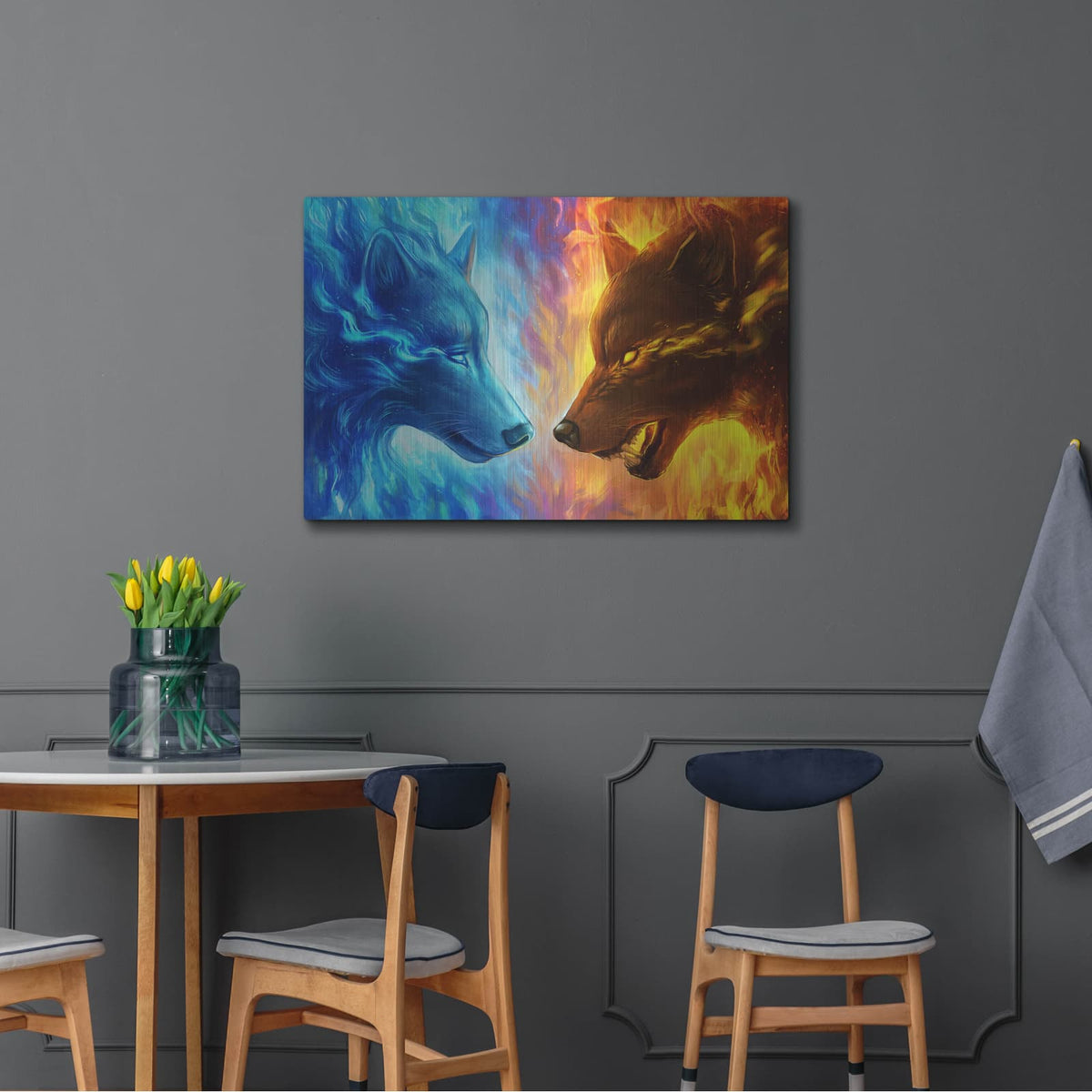 'Fire and Ice' by JoJoes Art – Metal Wall Art, 36x24 room view