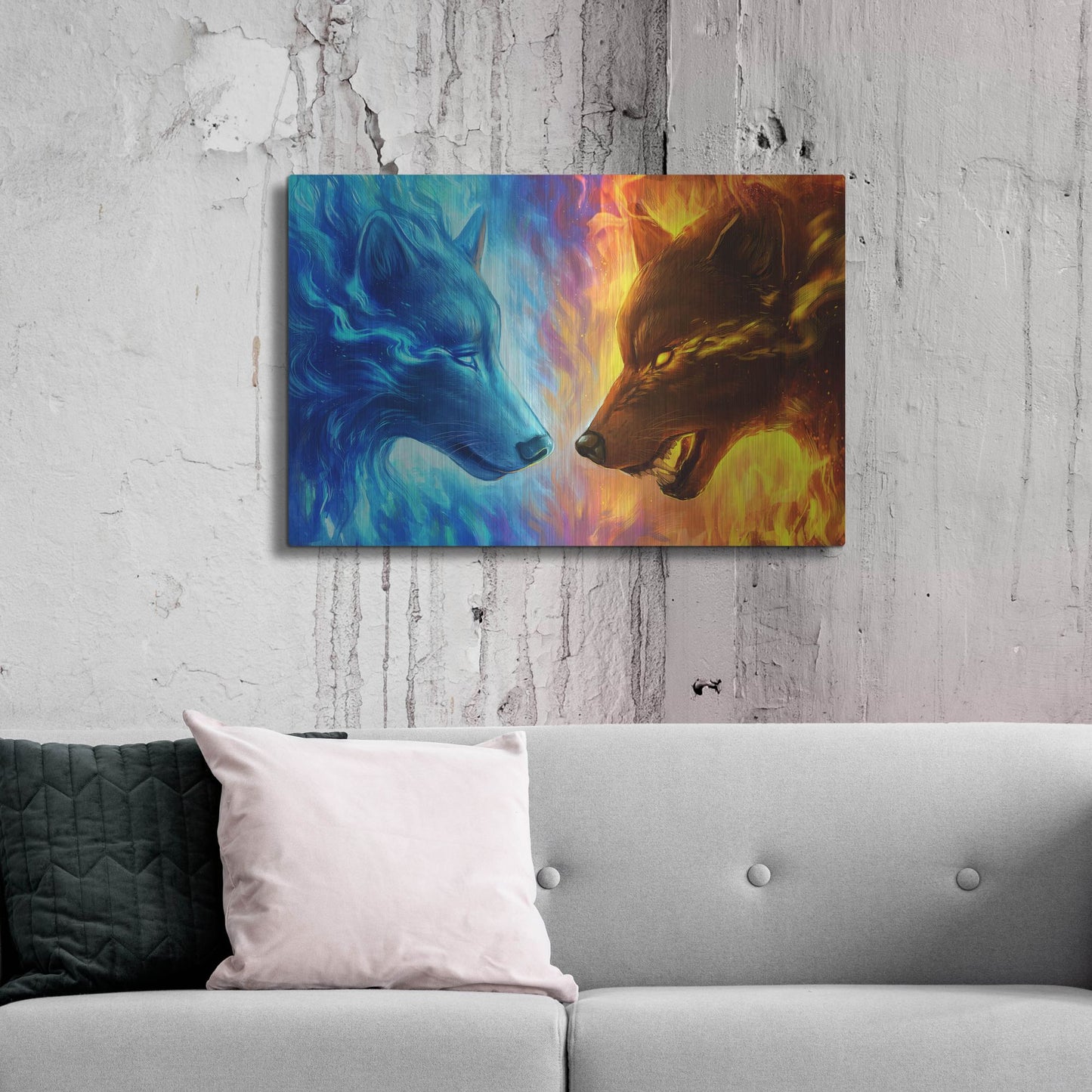 Luxe Metal Art 'Fire and Ice' by JoJoesArt, Metal Wall Art,36x24