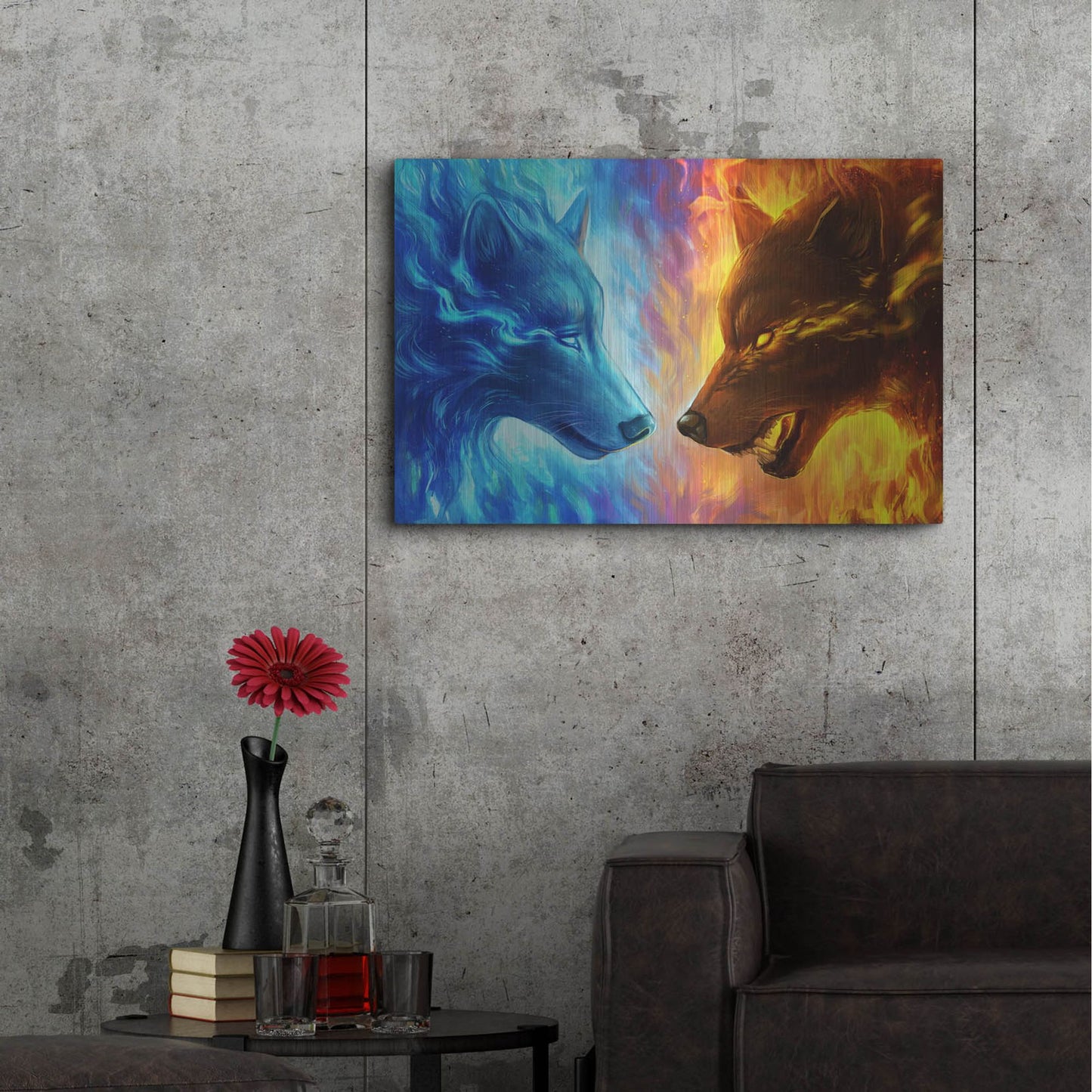 Luxe Metal Art 'Fire and Ice' by JoJoesArt, Metal Wall Art,36x24