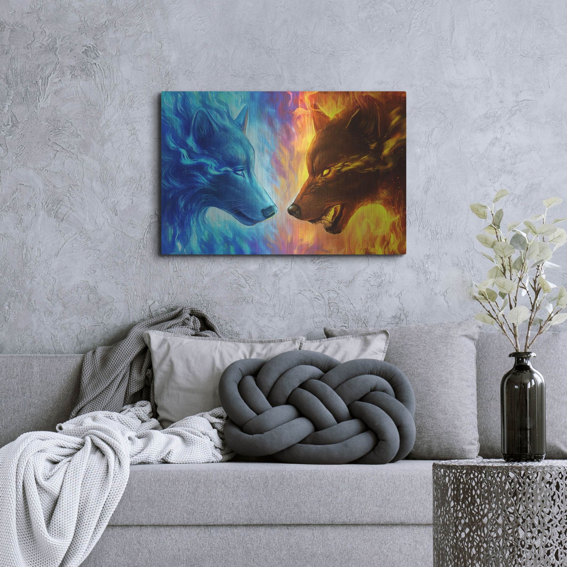 Luxe Metal Art 'Fire and Ice' by JoJoesArt, Metal Wall Art,36x24