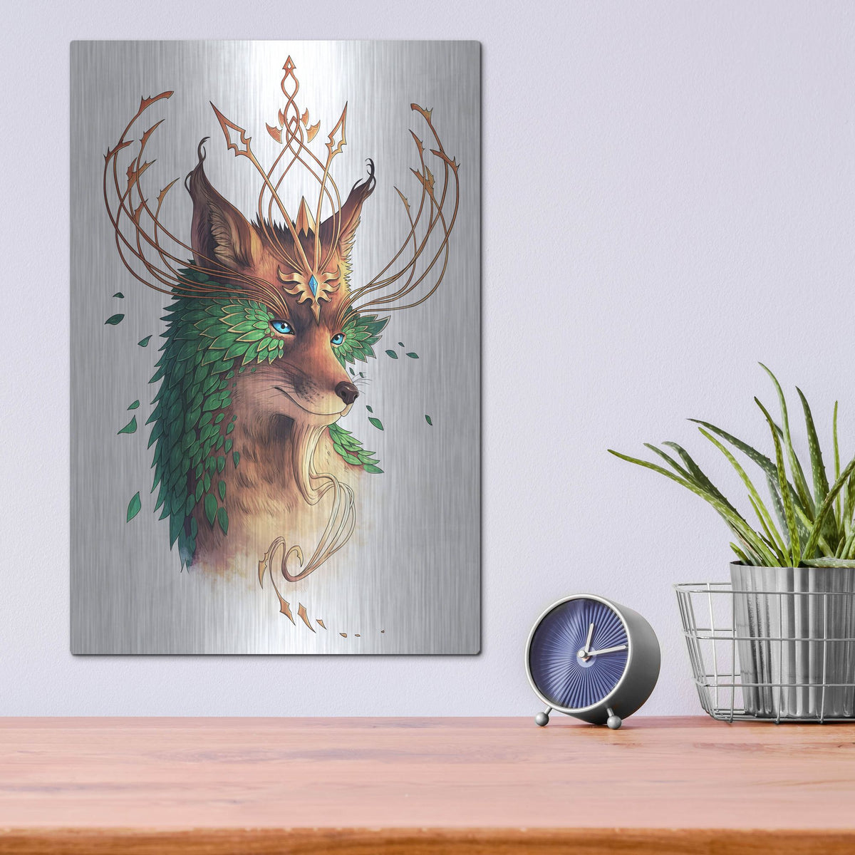 Luxe Metal Art 'Fox Colored' by JoJoesArt, Metal Wall Art,12x16