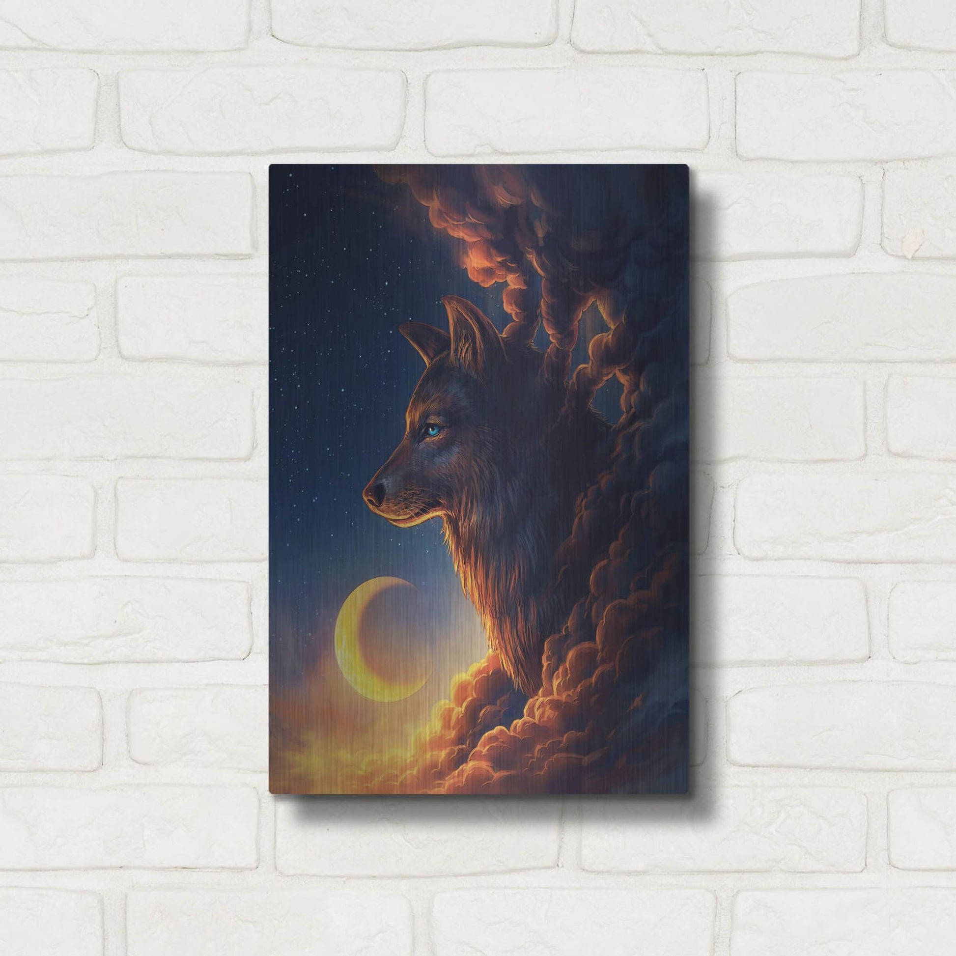 Luxe Metal Art 'Golden Moon' by JoJoesArt, Metal Wall Art,12x16