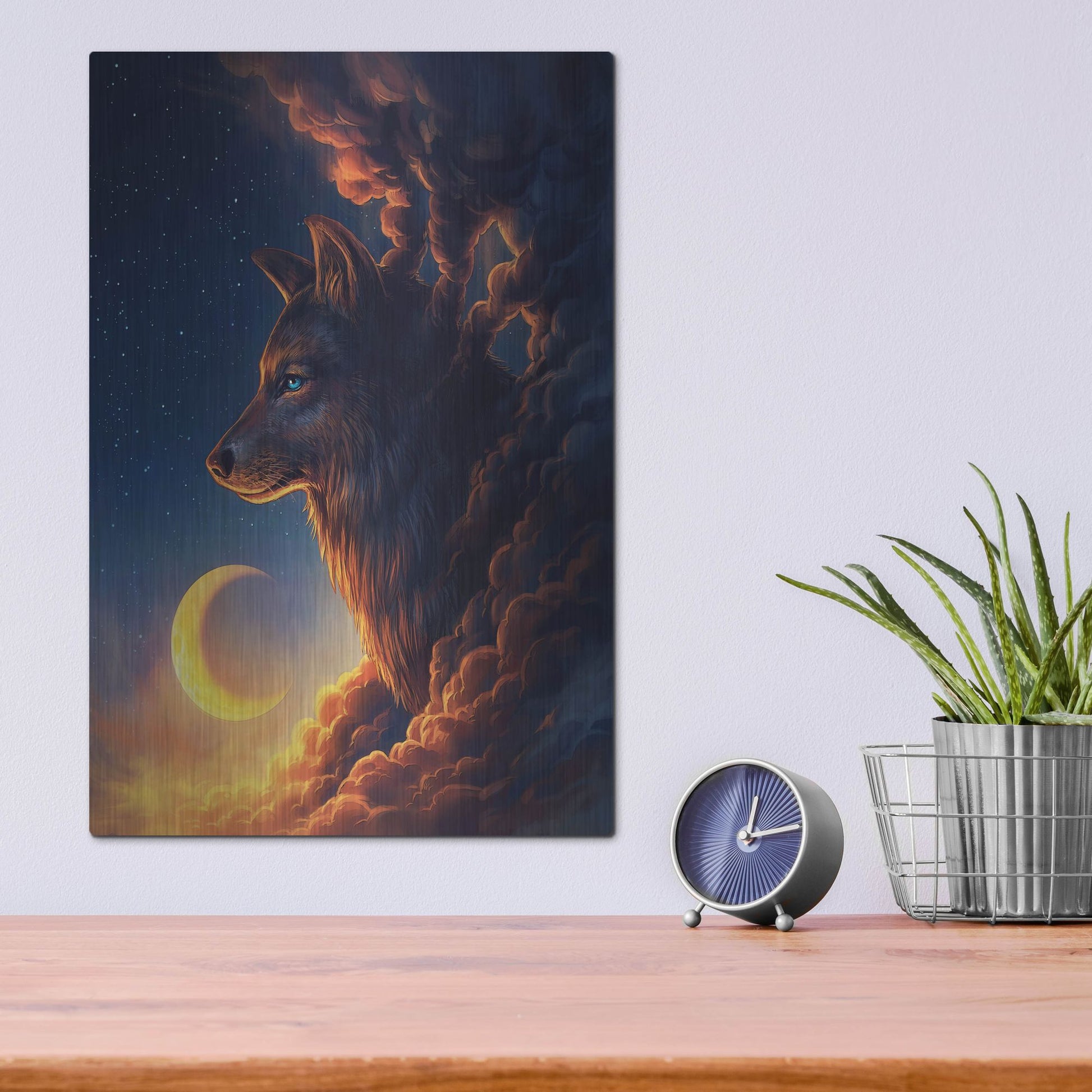 Luxe Metal Art 'Golden Moon' by JoJoesArt, Metal Wall Art,12x16