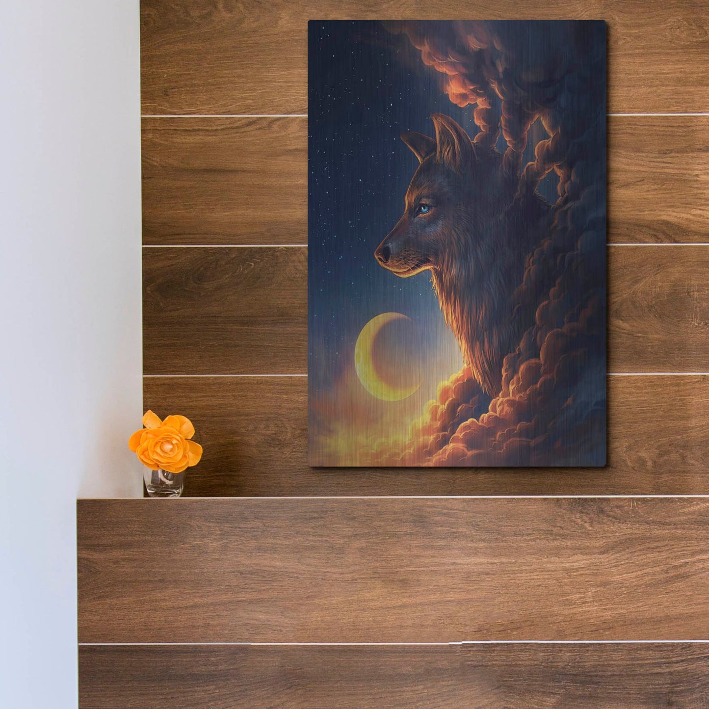 Luxe Metal Art 'Golden Moon' by JoJoesArt, Metal Wall Art,12x16