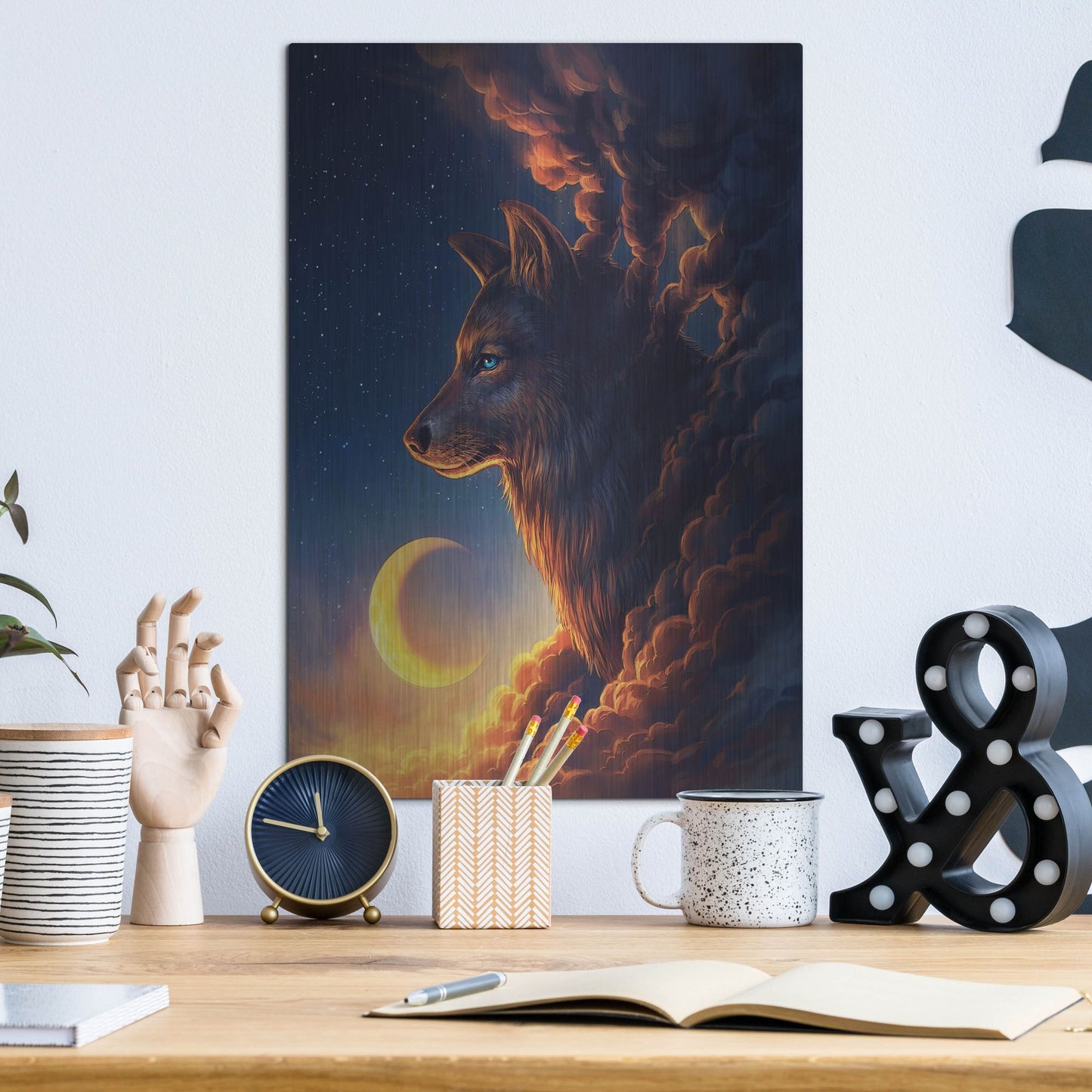 Luxe Metal Art 'Golden Moon' by JoJoesArt, Metal Wall Art,12x16