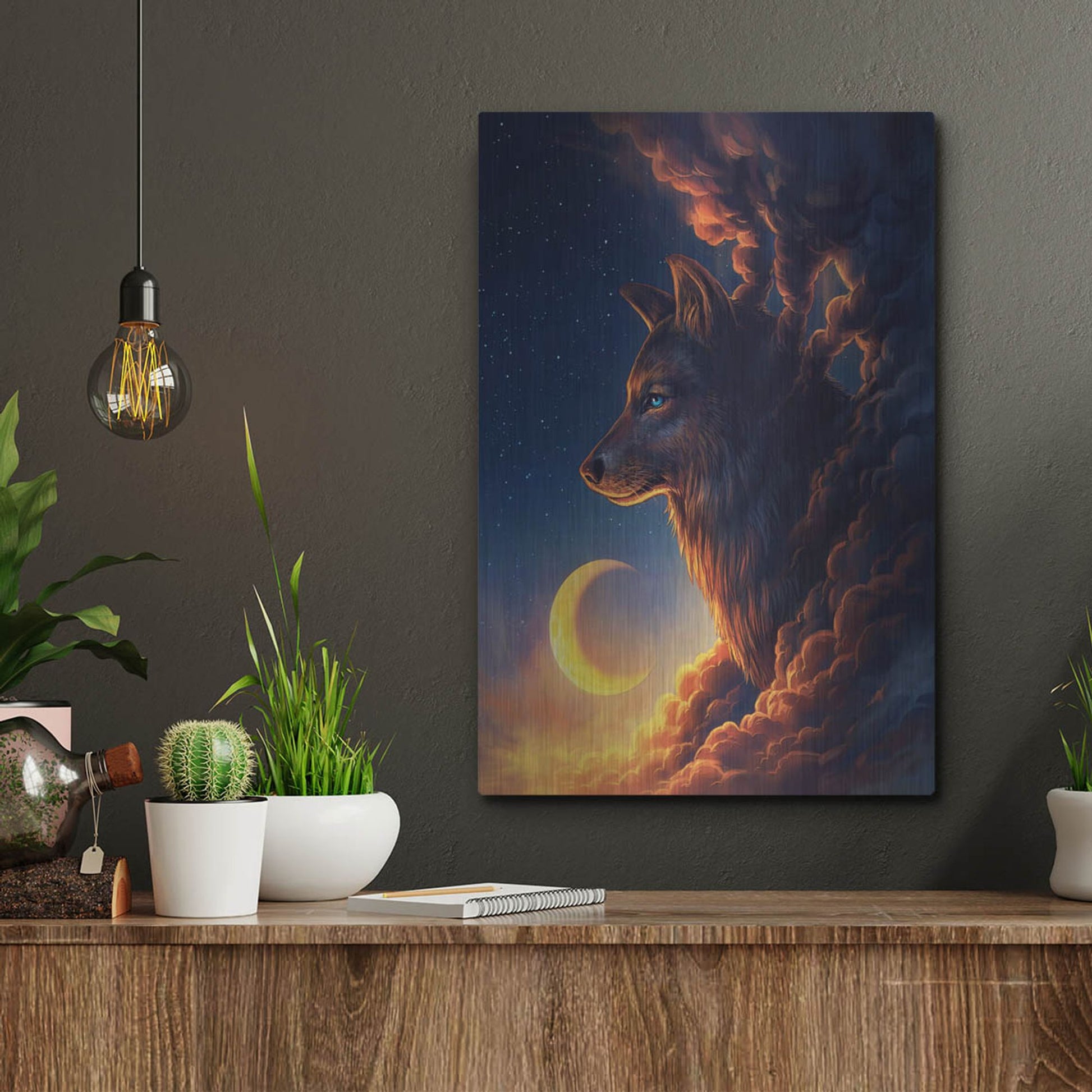 Luxe Metal Art 'Golden Moon' by JoJoesArt, Metal Wall Art,12x16