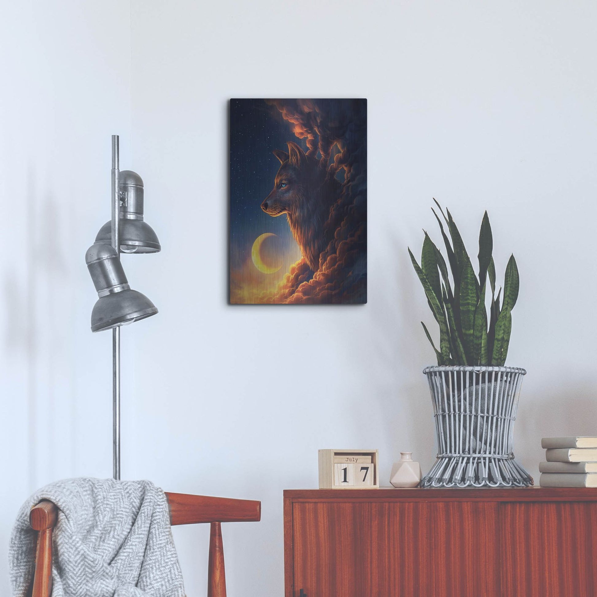 Luxe Metal Art 'Golden Moon' by JoJoesArt, Metal Wall Art,16x24