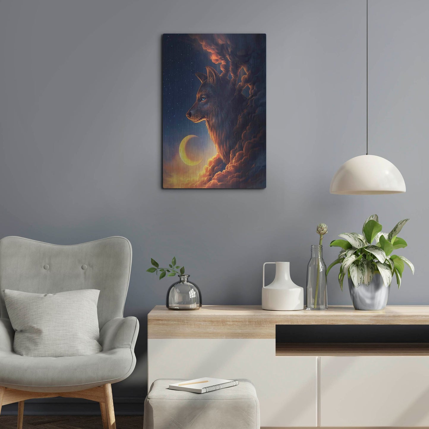 Luxe Metal Art 'Golden Moon' by JoJoesArt, Metal Wall Art,16x24