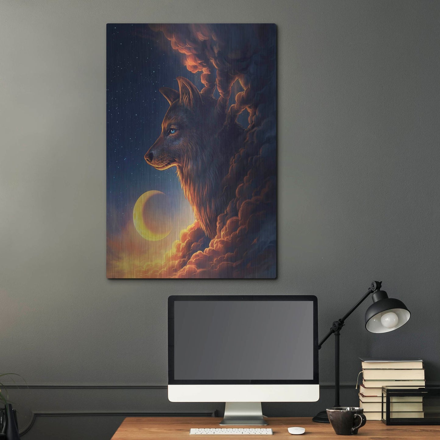 Luxe Metal Art 'Golden Moon' by JoJoesArt, Metal Wall Art,24x36