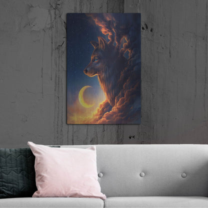 Luxe Metal Art 'Golden Moon' by JoJoesArt, Metal Wall Art,24x36