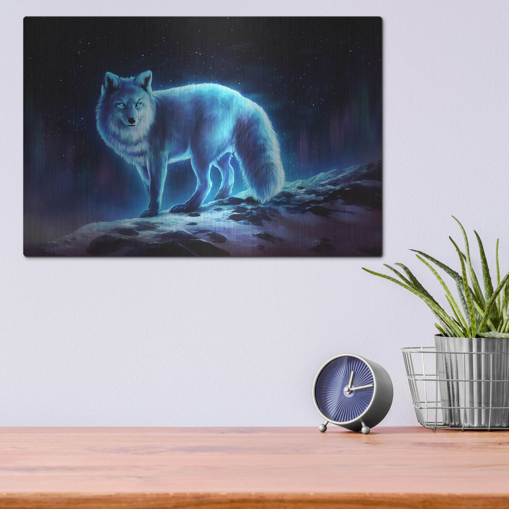 Luxe Metal Art 'Ice Fox' by JoJoesArt, Metal Wall Art,16x12