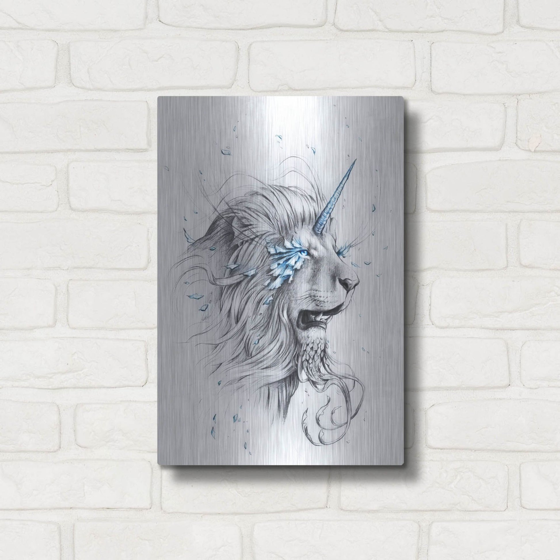 Luxe Metal Art 'Lion Soul' by JoJoesArt, Metal Wall Art,12x16