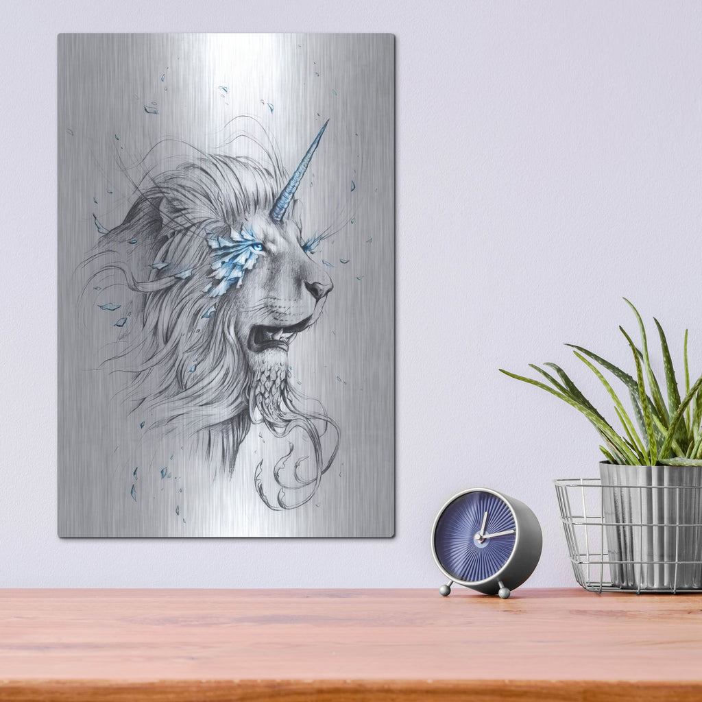 Luxe Metal Art 'Lion Soul' by JoJoesArt, Metal Wall Art,12x16