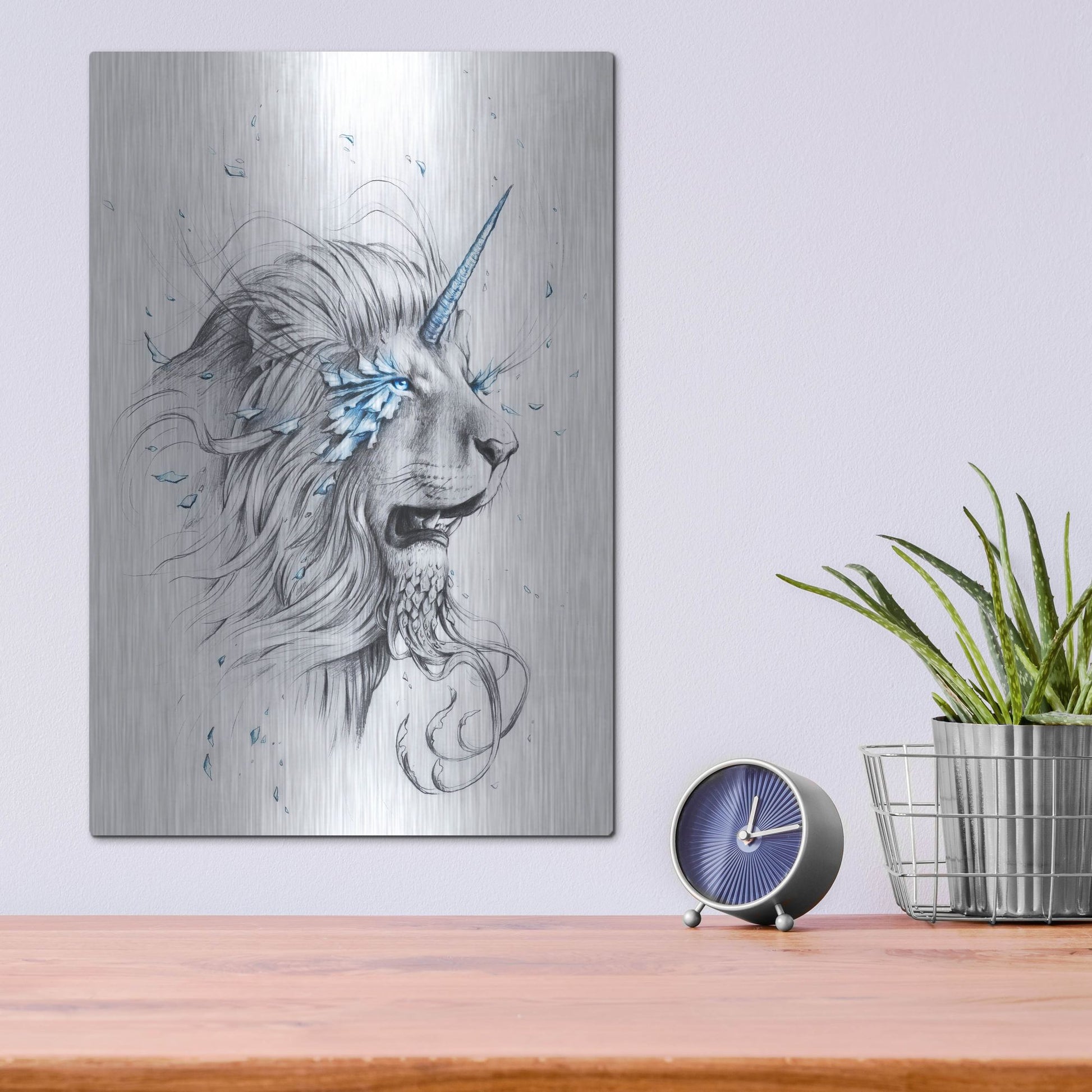 Luxe Metal Art 'Lion Soul' by JoJoesArt, Metal Wall Art,12x16
