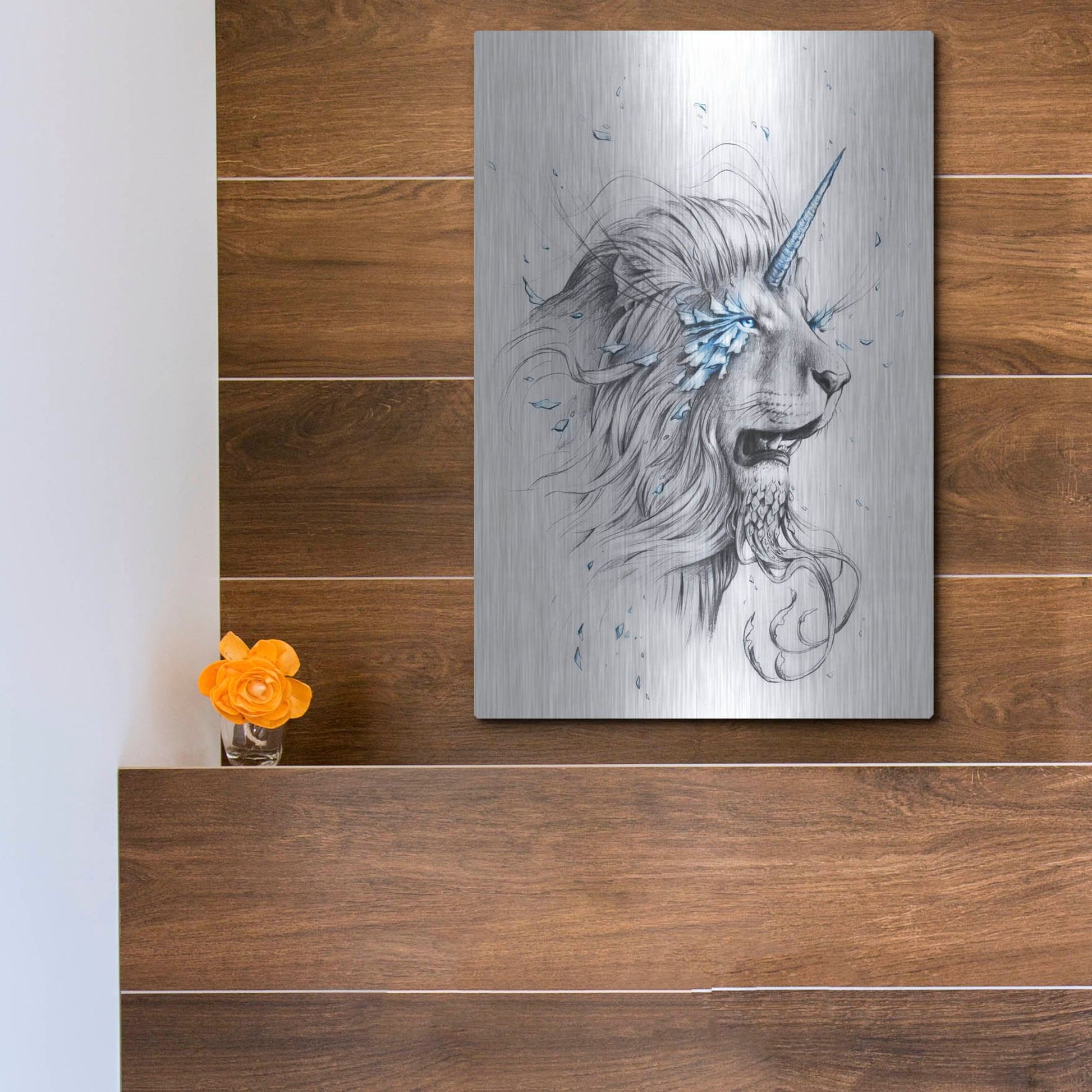 Luxe Metal Art 'Lion Soul' by JoJoesArt, Metal Wall Art,12x16
