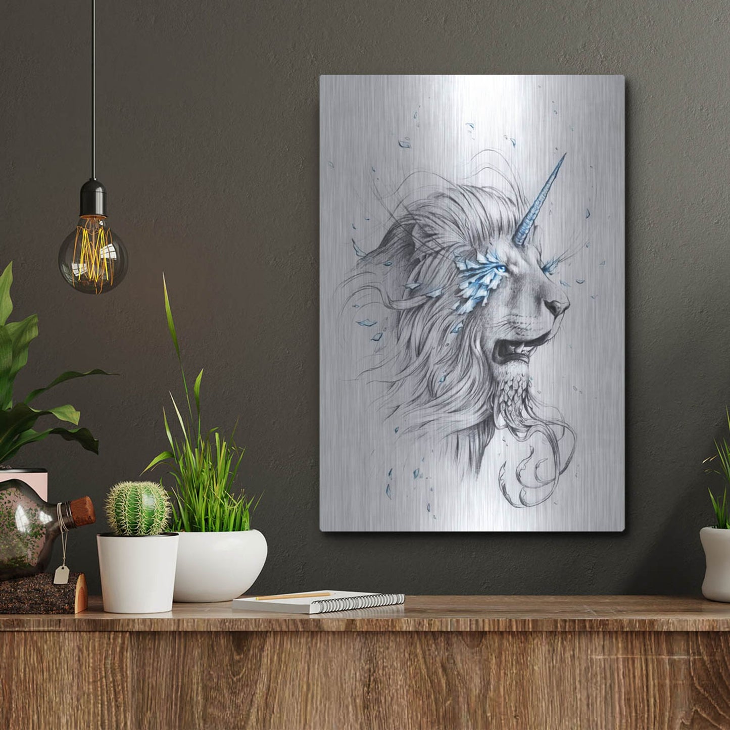 Luxe Metal Art 'Lion Soul' by JoJoesArt, Metal Wall Art,12x16