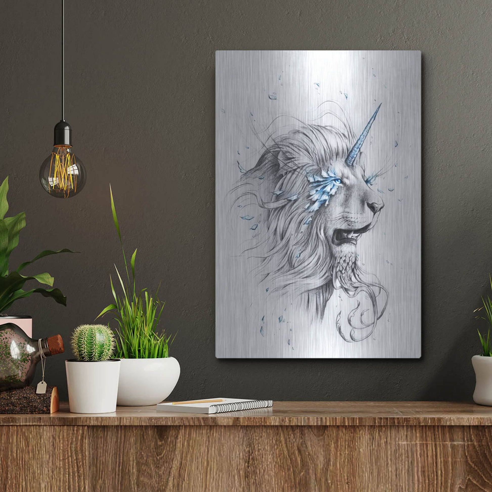 Luxe Metal Art 'Lion Soul' by JoJoesArt, Metal Wall Art,12x16
