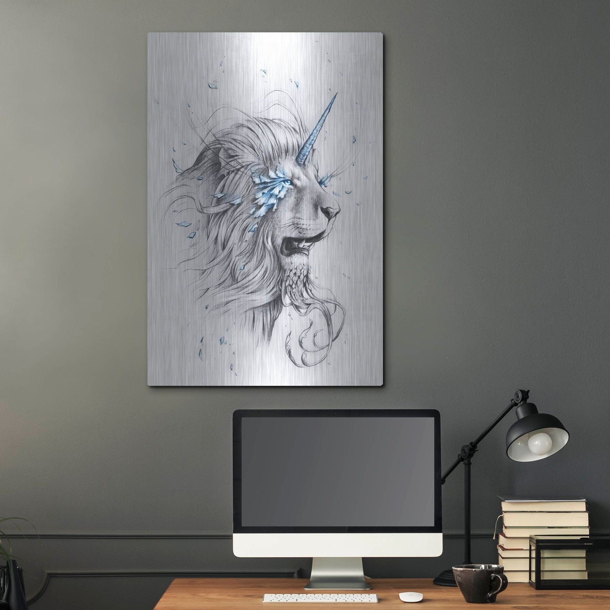 Luxe Metal Art 'Lion Soul' by JoJoesArt, Metal Wall Art,24x36
