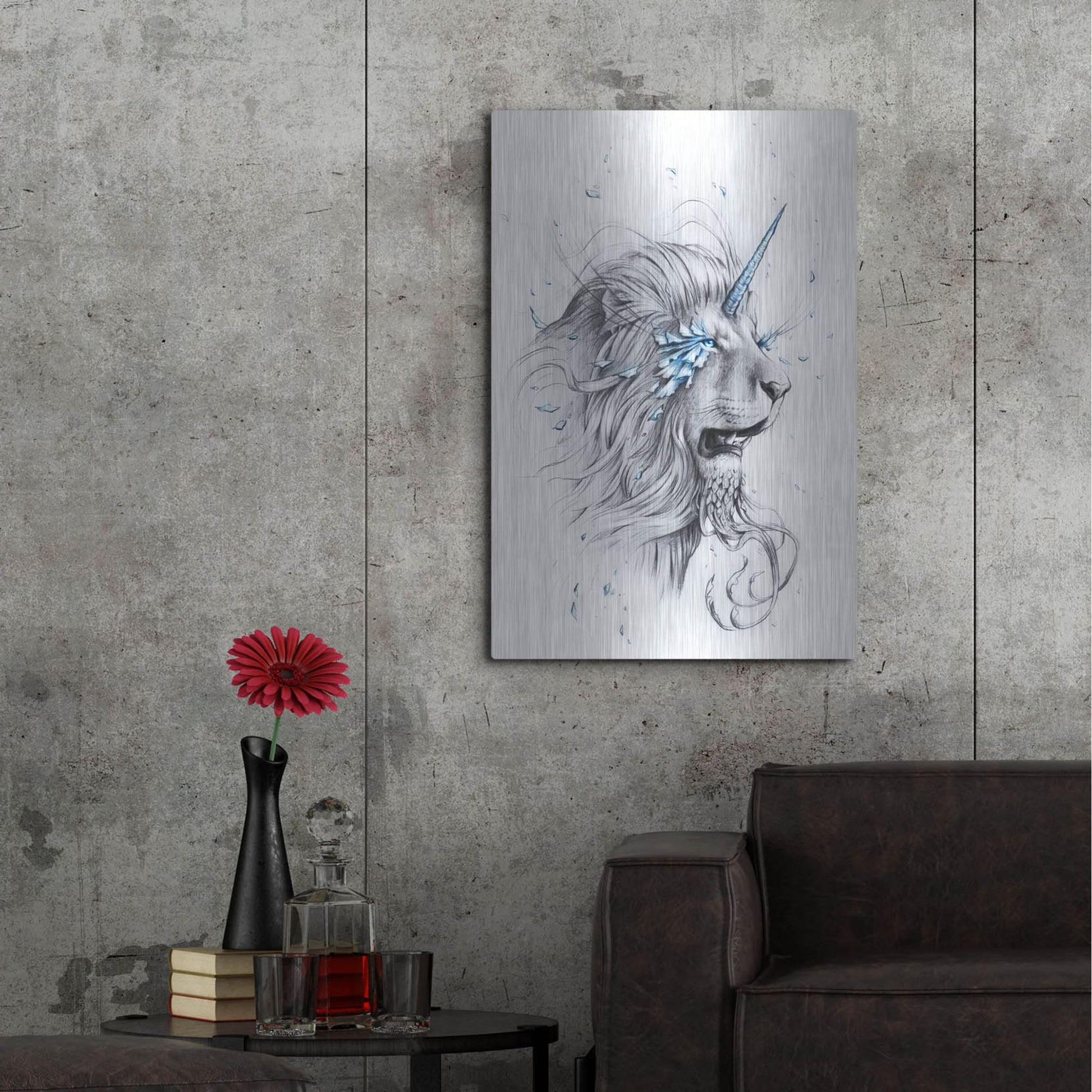 Luxe Metal Art 'Lion Soul' by JoJoesArt, Metal Wall Art,24x36