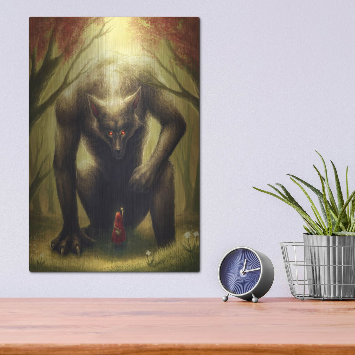 Luxe Metal Art 'Little Red Riding Hood' by JoJoesArt, Metal Wall Art,12x16
