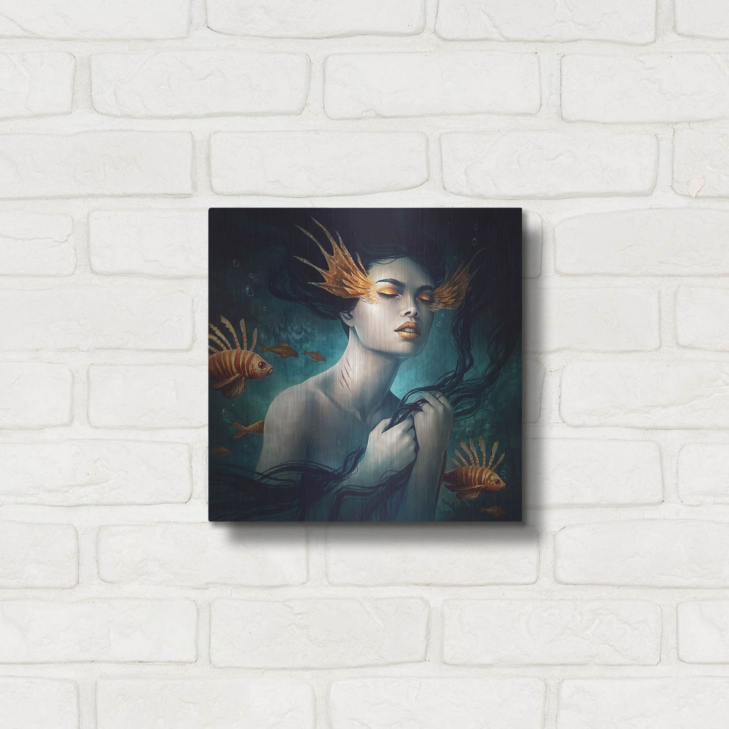 Luxe Metal Art 'Mermaid' by JoJoesArt, Metal Wall Art,12x12