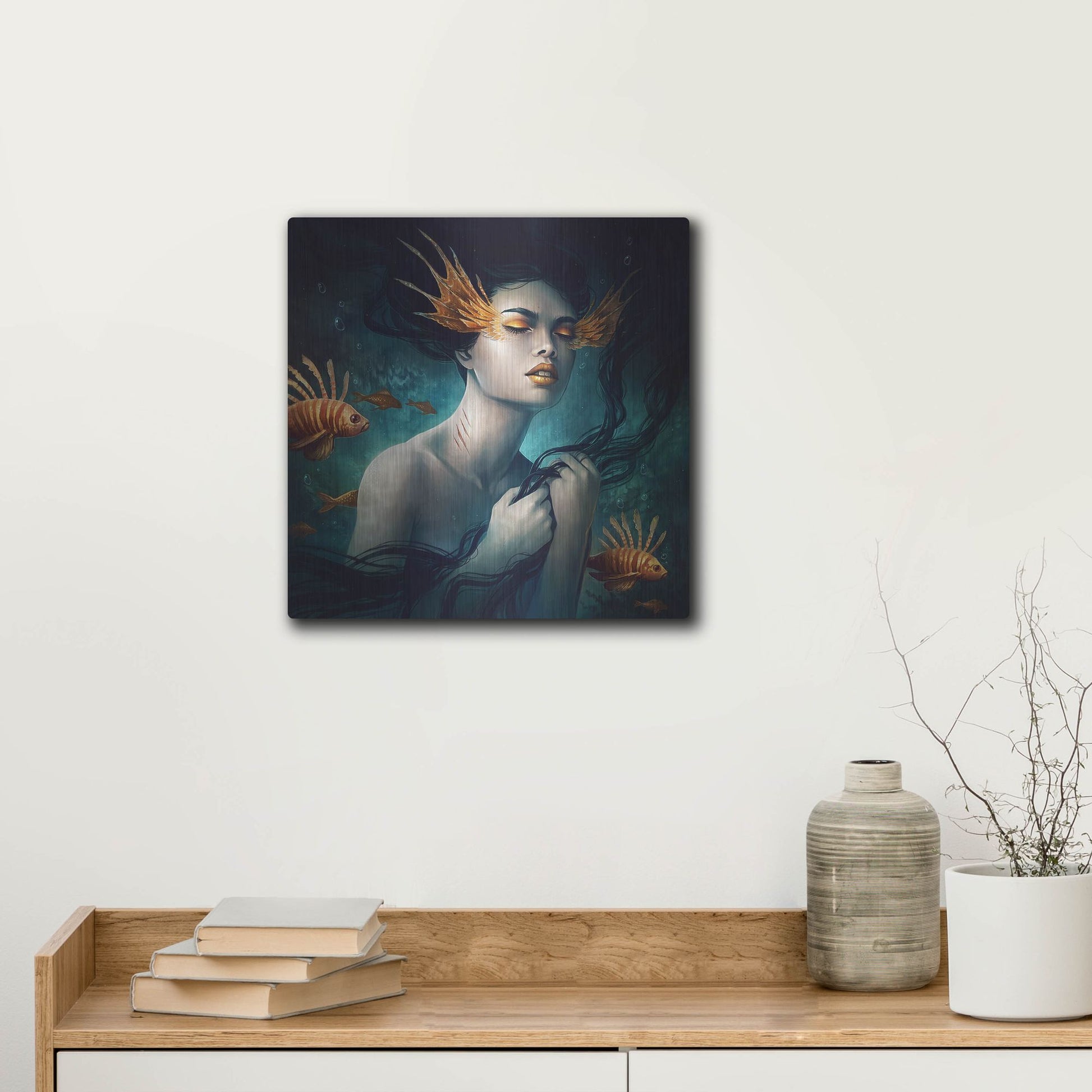 Luxe Metal Art 'Mermaid' by JoJoesArt, Metal Wall Art,12x12