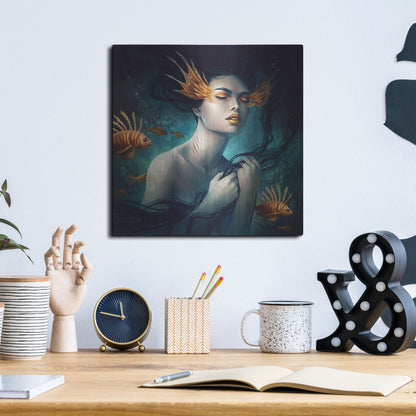 Luxe Metal Art 'Mermaid' by JoJoesArt, Metal Wall Art,12x12