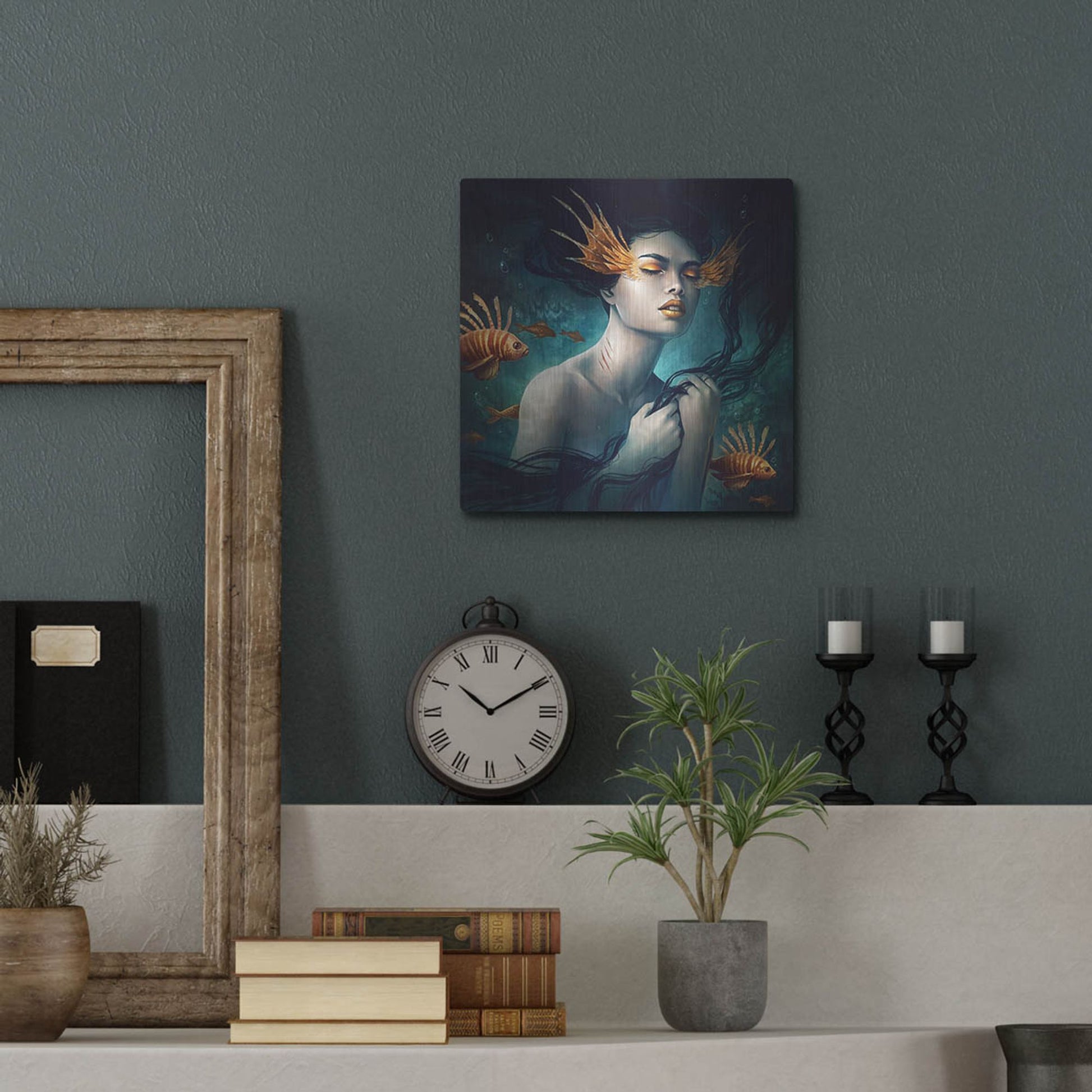 Luxe Metal Art 'Mermaid' by JoJoesArt, Metal Wall Art,12x12