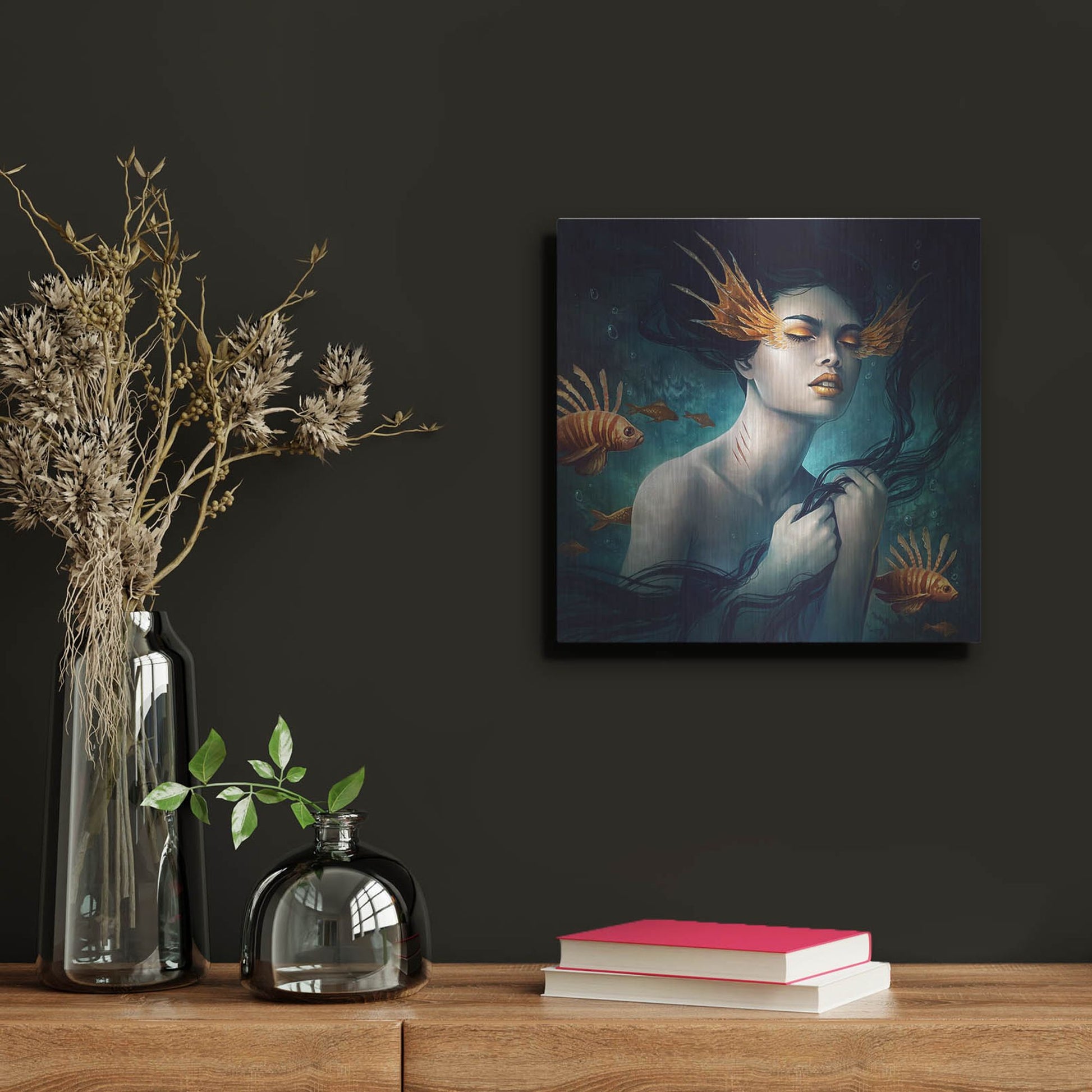 Luxe Metal Art 'Mermaid' by JoJoesArt, Metal Wall Art,12x12