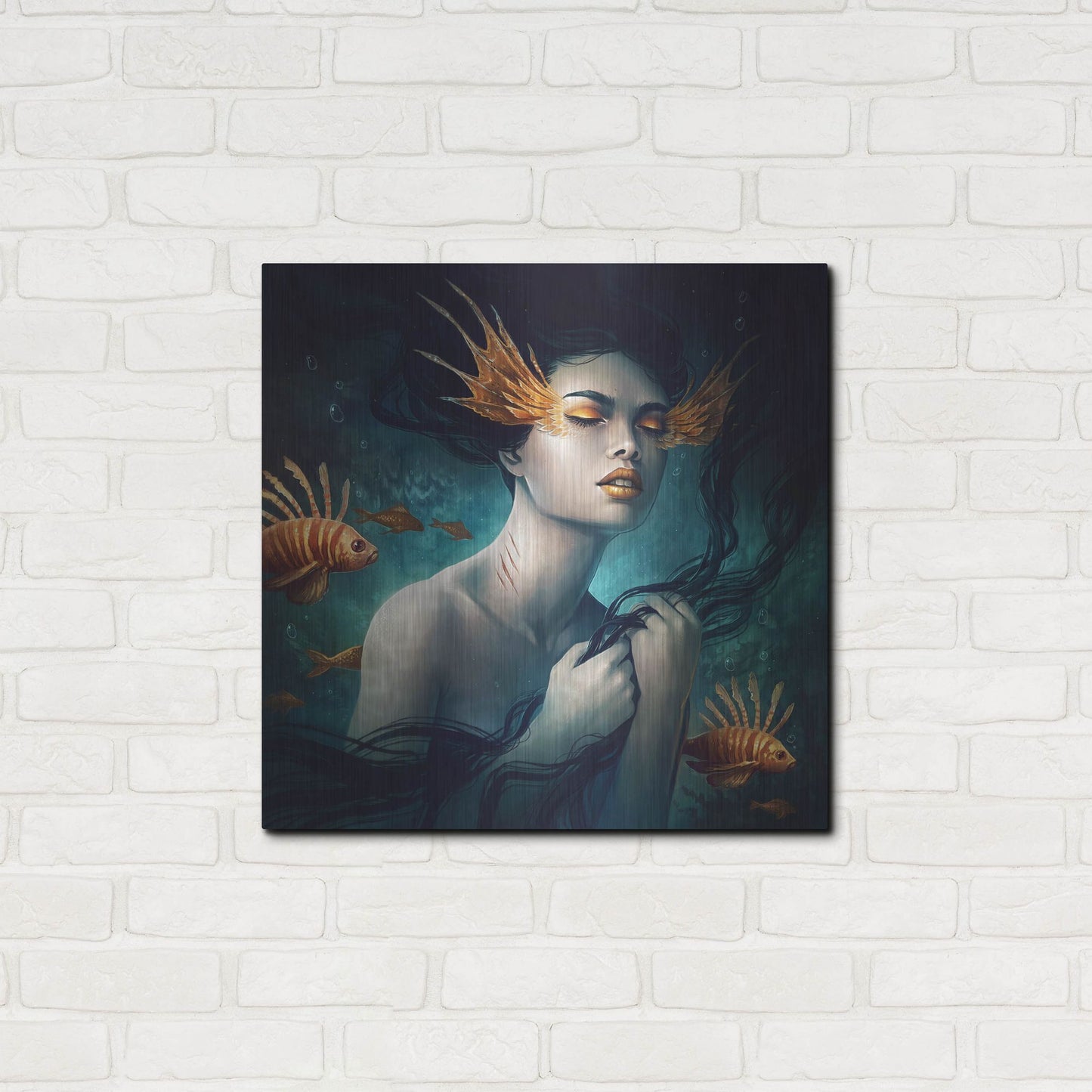 Luxe Metal Art 'Mermaid' by JoJoesArt, Metal Wall Art,24x24