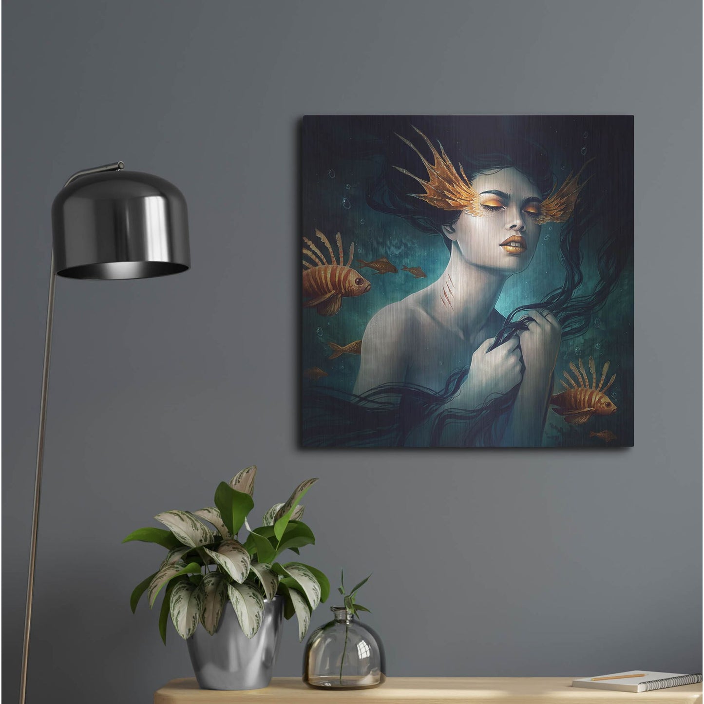 Luxe Metal Art 'Mermaid' by JoJoesArt, Metal Wall Art,24x24