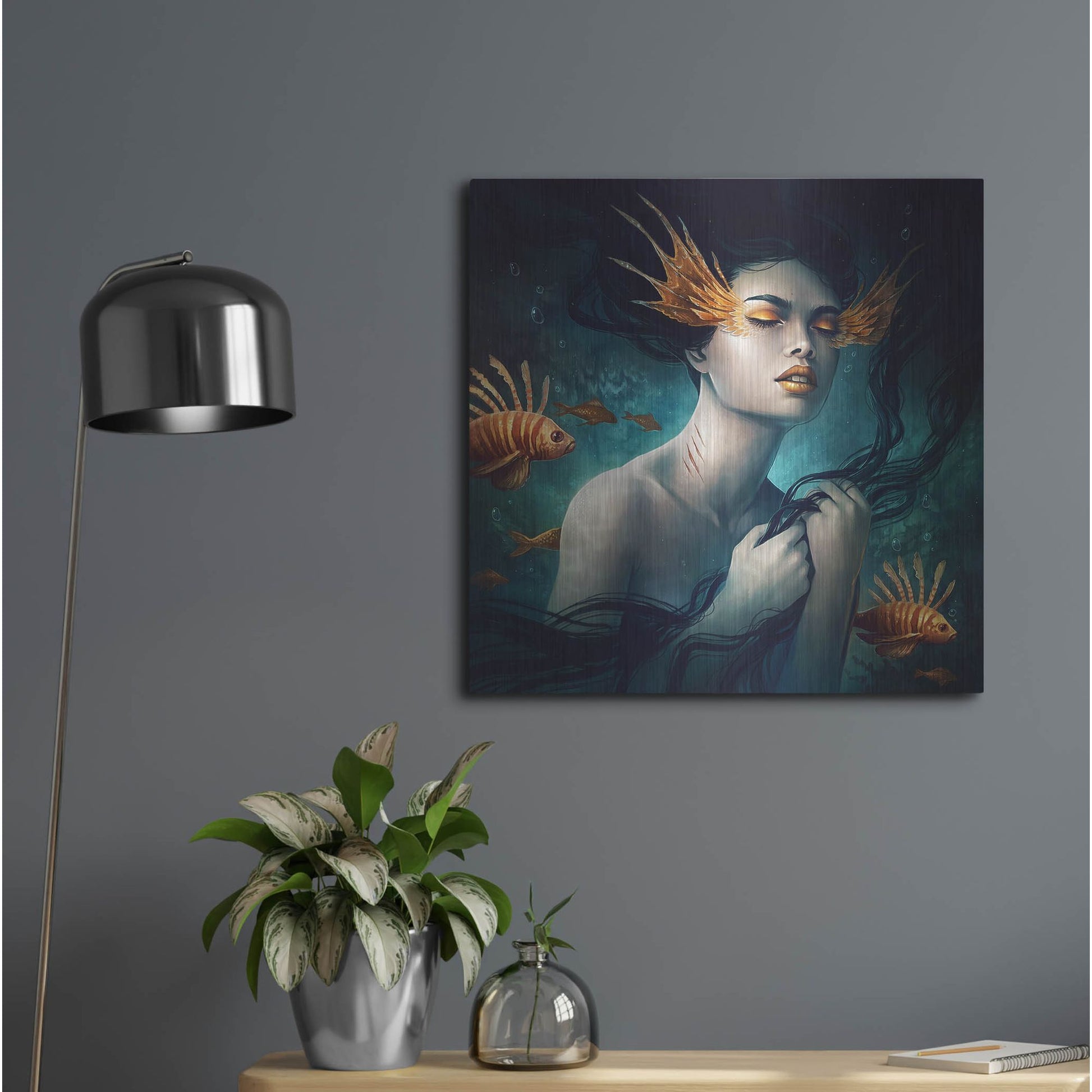 Luxe Metal Art 'Mermaid' by JoJoesArt, Metal Wall Art,24x24