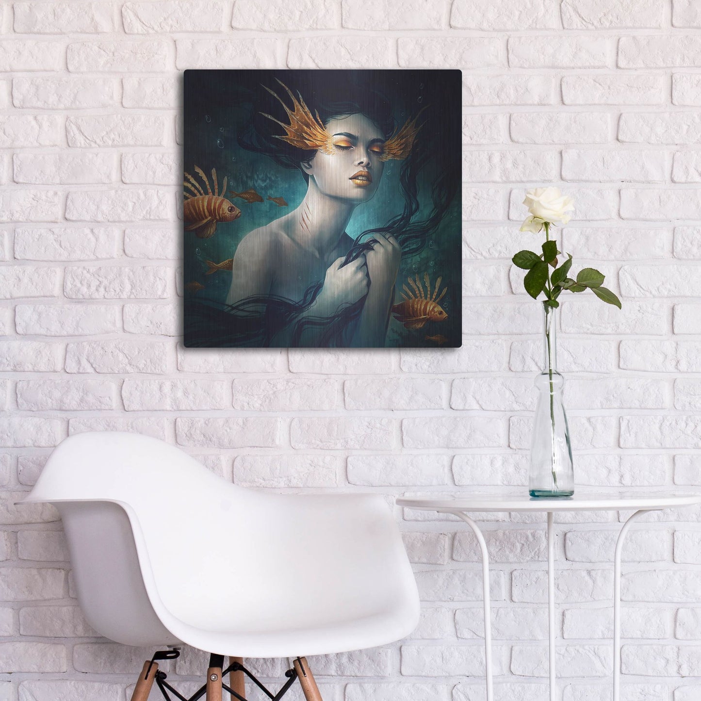 Luxe Metal Art 'Mermaid' by JoJoesArt, Metal Wall Art,24x24