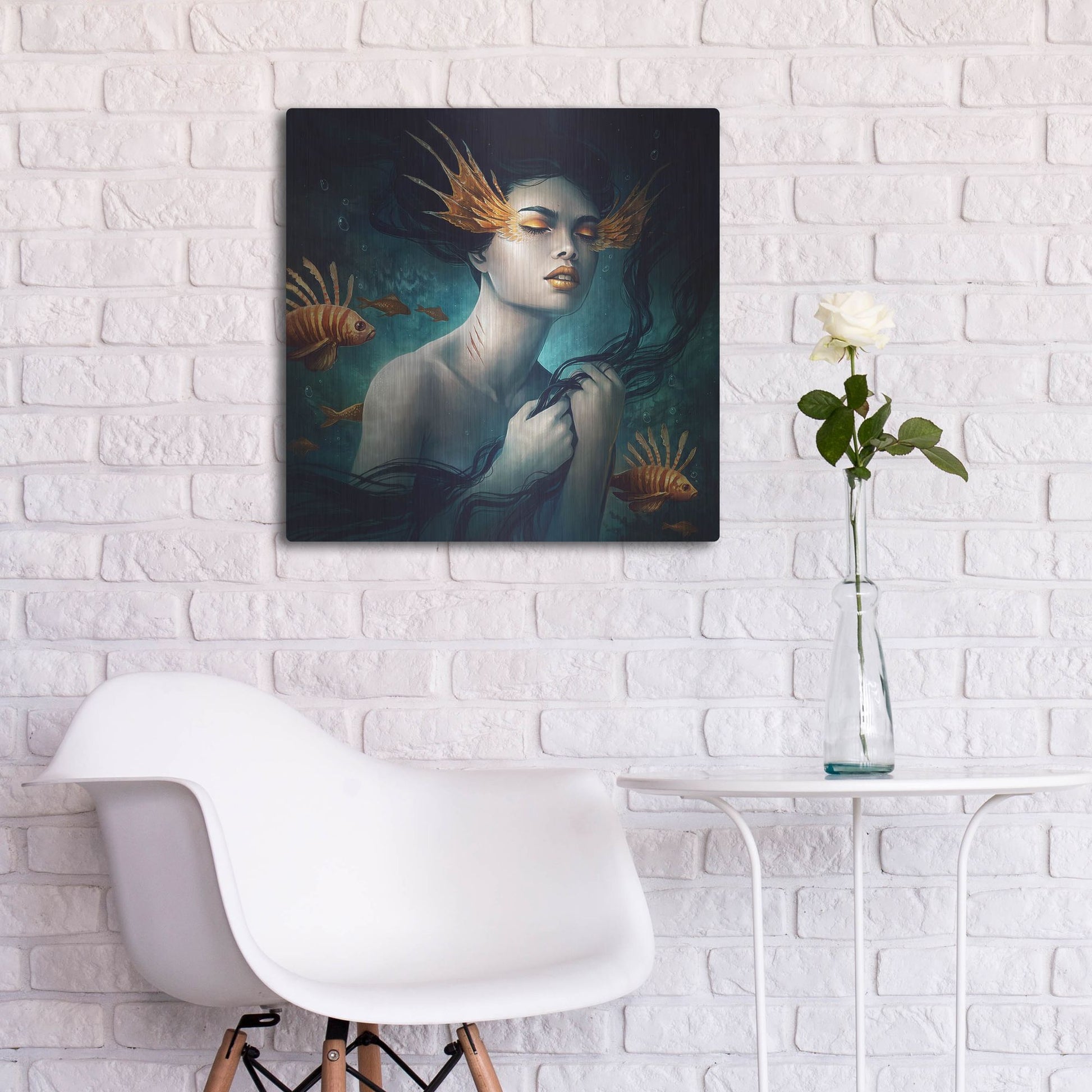 Luxe Metal Art 'Mermaid' by JoJoesArt, Metal Wall Art,24x24