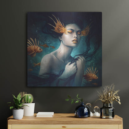 Luxe Metal Art 'Mermaid' by JoJoesArt, Metal Wall Art,24x24