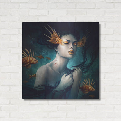 Luxe Metal Art 'Mermaid' by JoJoesArt, Metal Wall Art,36x36