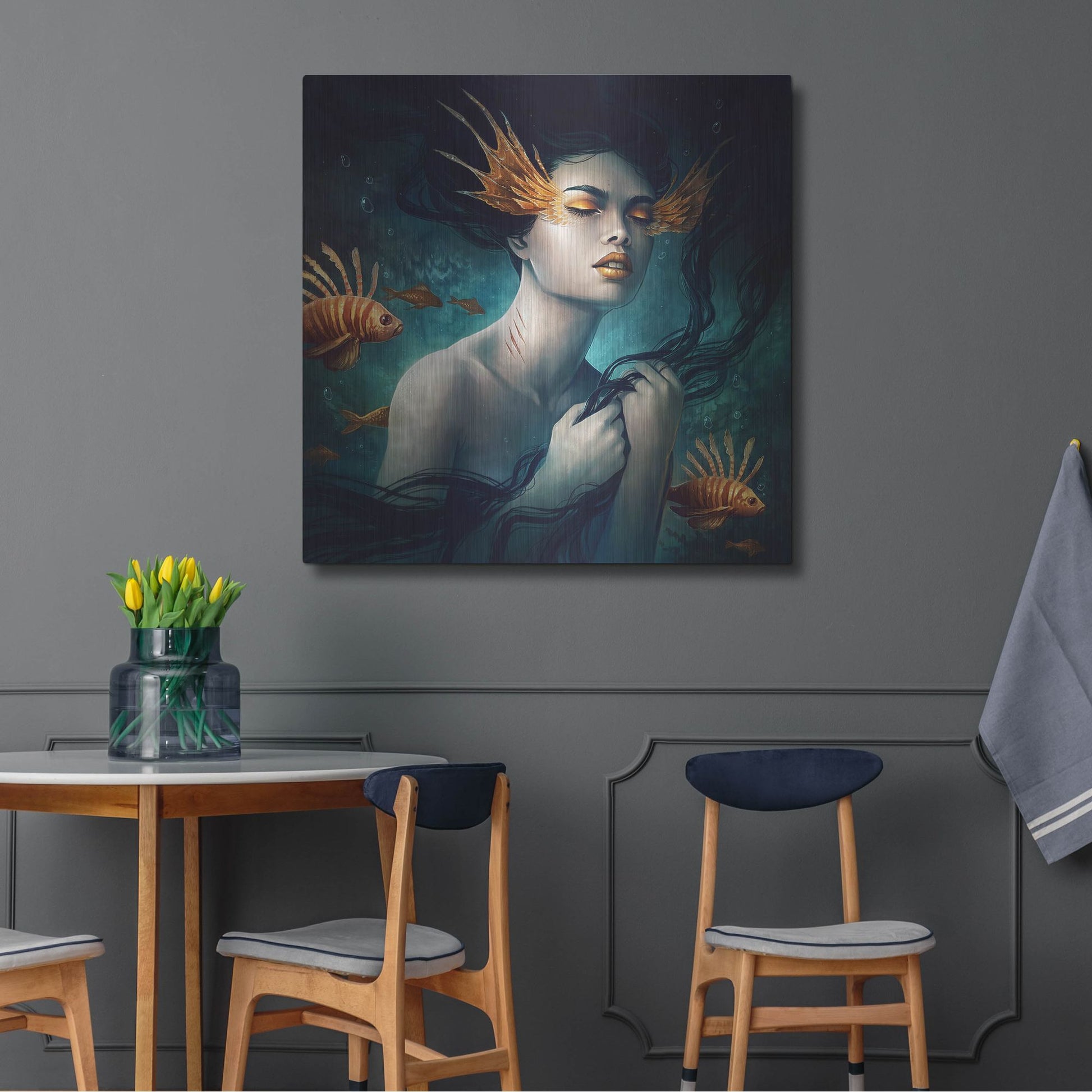 Luxe Metal Art 'Mermaid' by JoJoesArt, Metal Wall Art,36x36