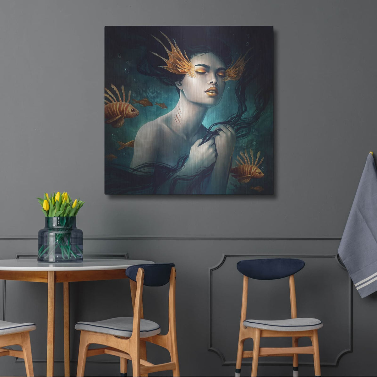 'Mermaid' by JoJoes Art – Metal Wall Art, 36x36 room view